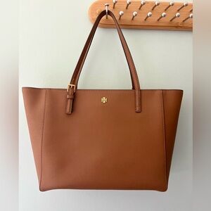 Tory Burch Leather Tote in Moose Brown
